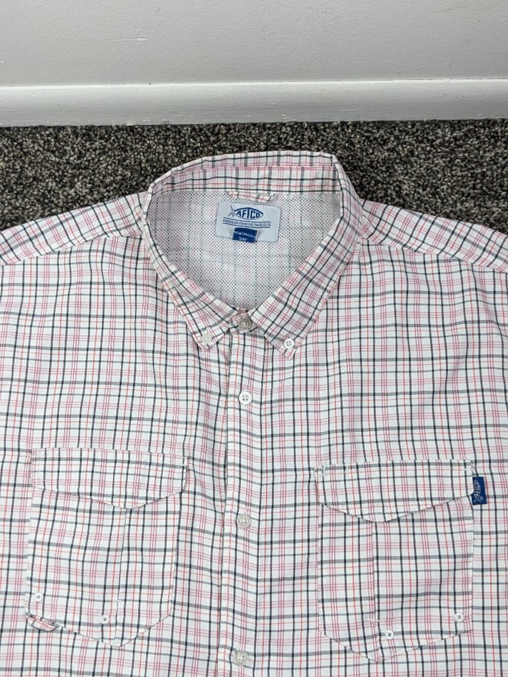 AFTCO Shirt Aftech Fishing Vented Button Up Plaid Mens 2XL